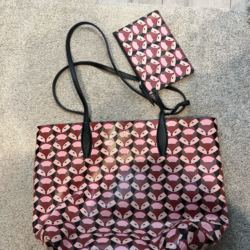 Kate Spade Fox Tote and Wristlet Combo